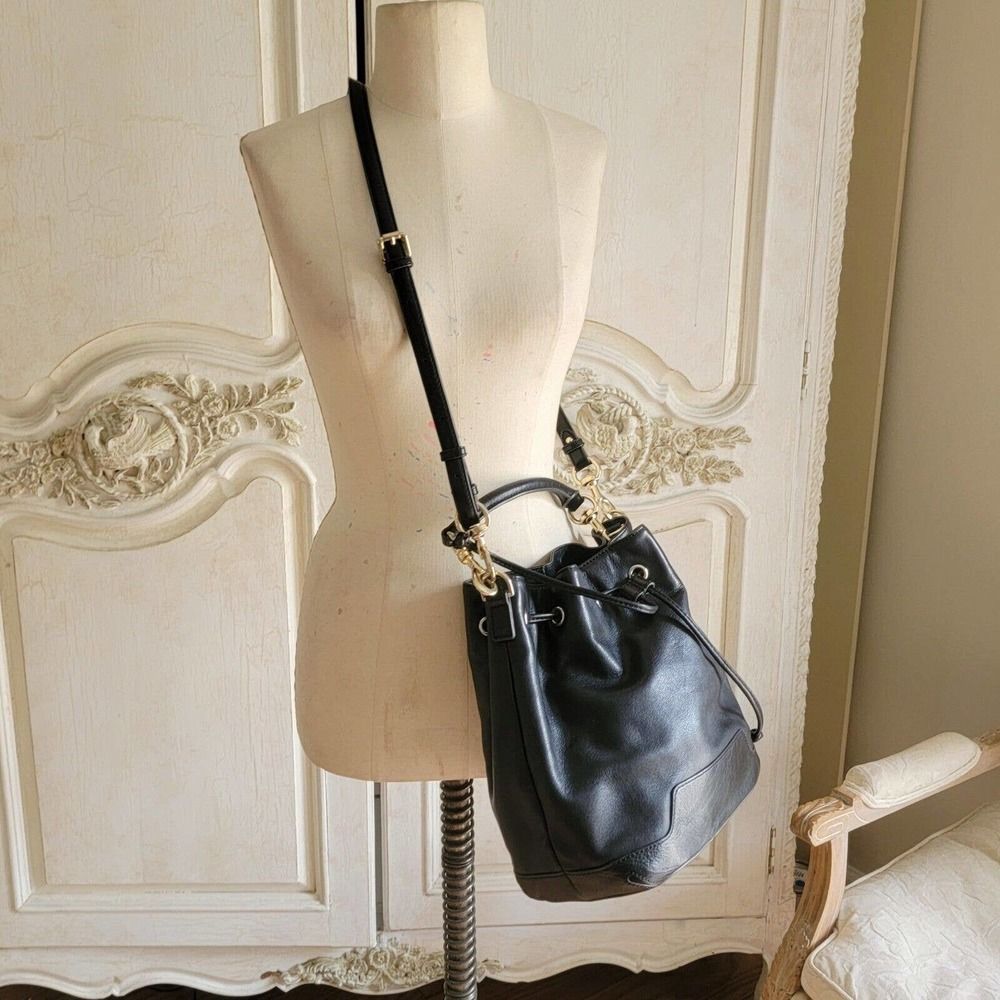 Rebecca Minkoff Leather Fiona Bucket Bag - Black EUC